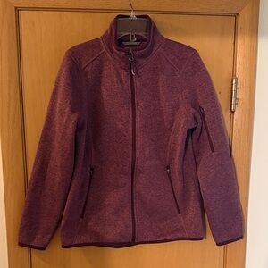 L.L. Bean Women's Sweater Fleece Full Zip Jacket Plum Burgundy Size Small Petite